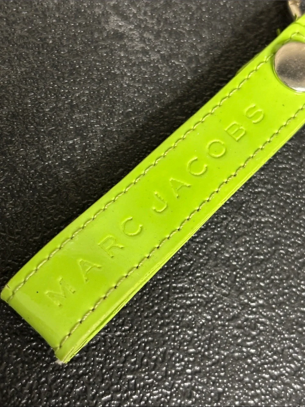 Marc Jacobs Lime Green Leather Key Ring